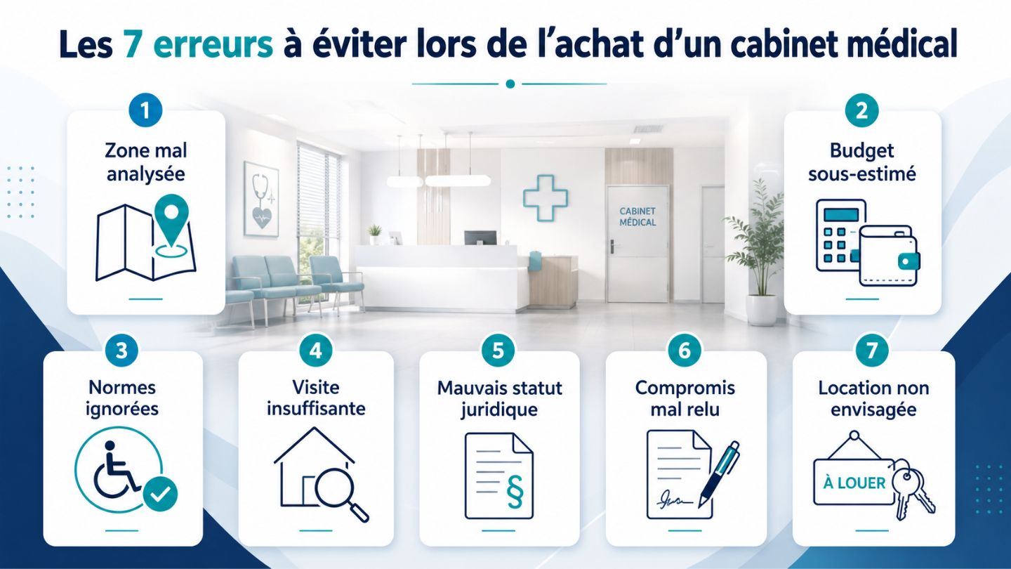 Les 7 erreurs à ne pas faire lors d'un achat de cabinet médical