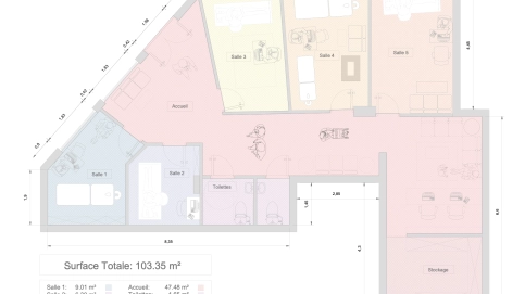 A vendre Paris 16e Triangle d'or - RdC surface commerciale 105 m2