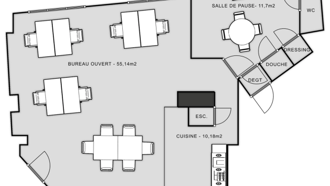 ESPACE SUR DEUX PLATEAUX DE 120M2 , IDEAL PROFESSION LIBERALE