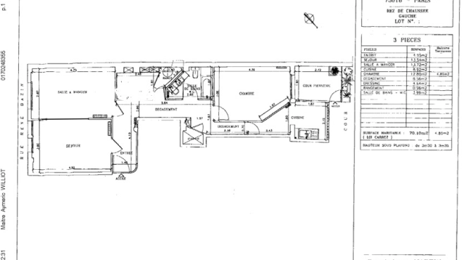 Bureaux 70 m2/ 3 bureaux à vendre Paris 16eme